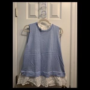 Ann Taylor Loft Periwinkle Blue and White Top -New With Tags - 100% Cotton